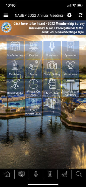Annual meeting mobile app menu