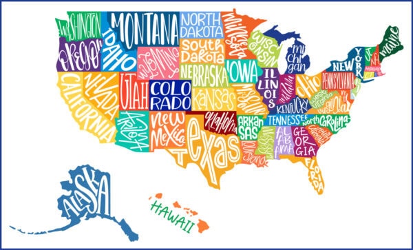 US map colorful
