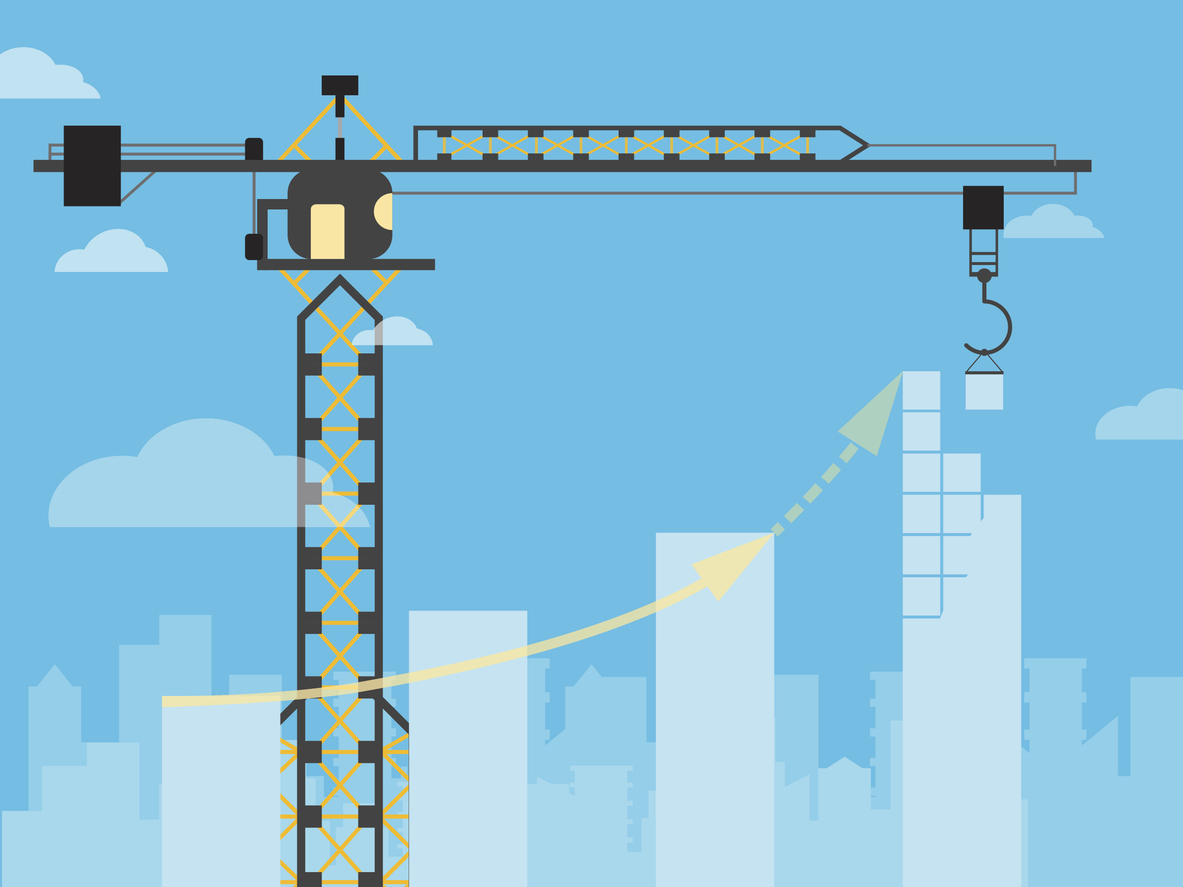 crane builds graph bar grow business