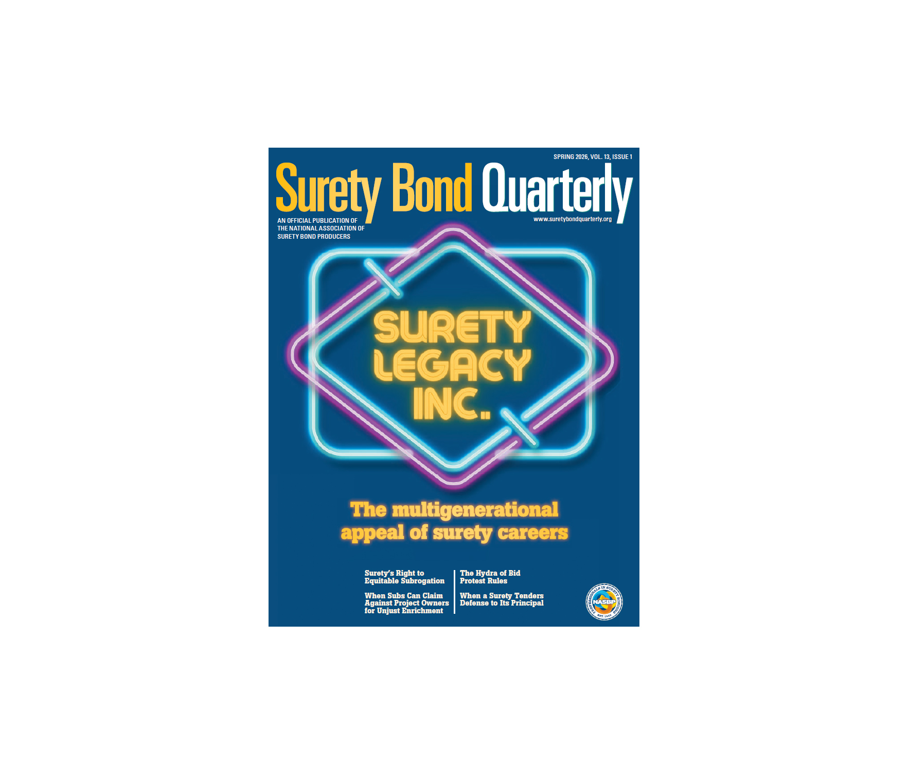 spring 2026 Surety Bond Quarterly cover "Surety Legacy, Inc."