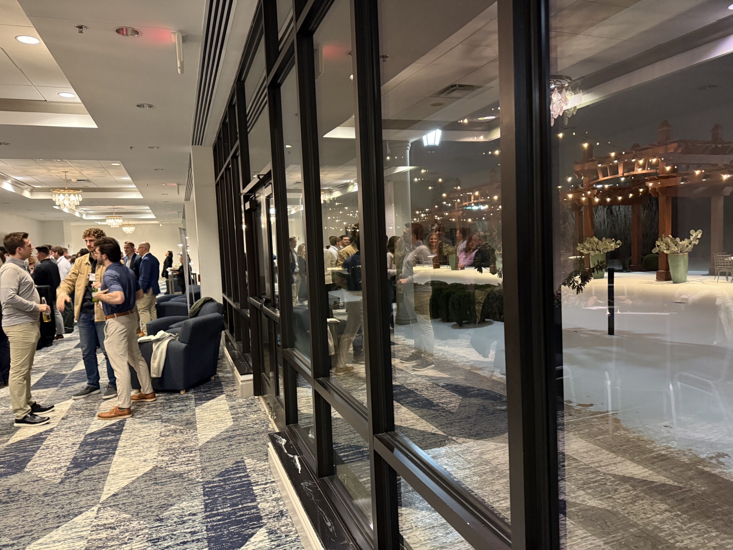 Surety School welcome reception photo showing snow