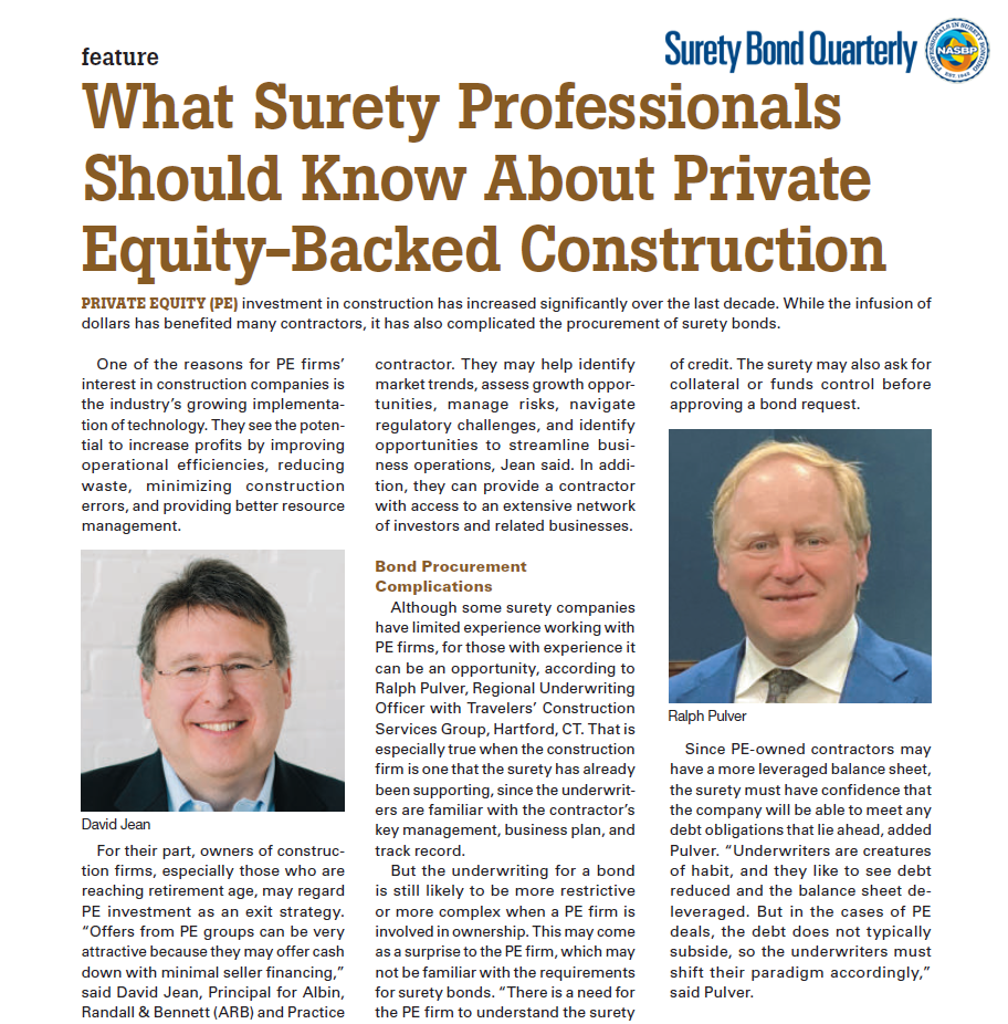 what surety professionals should know about pe backed construction