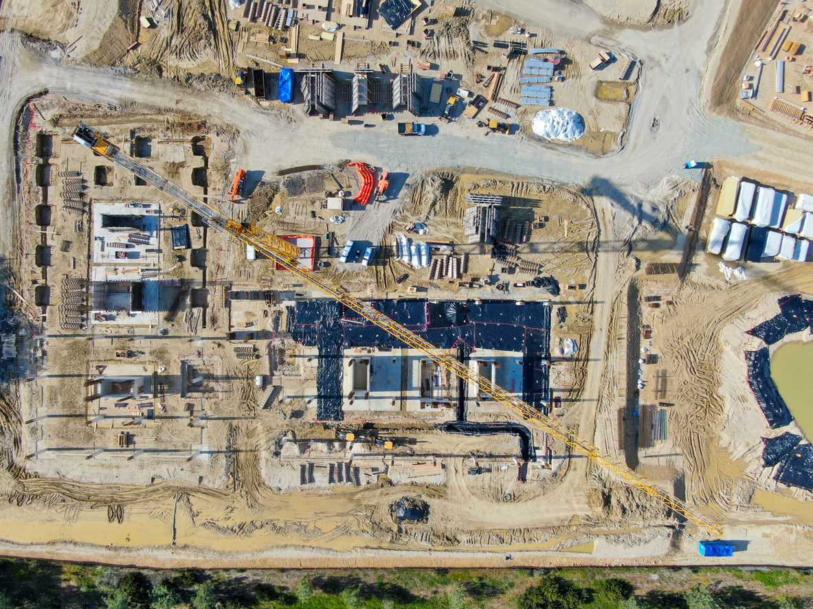 aerial view of new construction site