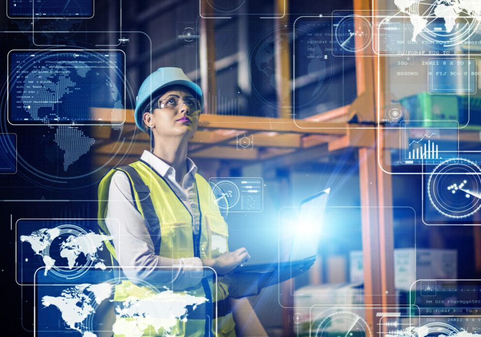 Industrial technology concept. Communication network. INDUSTRY 4.0. Factory automation.